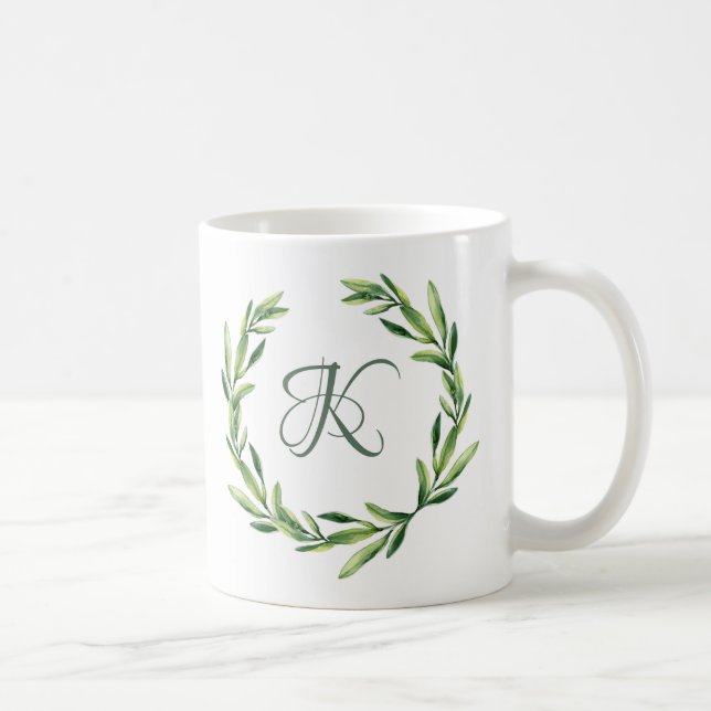 Monogramme floral personnalisé Mug initial (Droite)