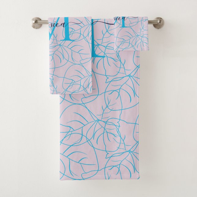 Monogramme Floral rose moderne Nom Design (En situation)