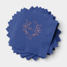 monogramme floral rose or rose bleu mariage