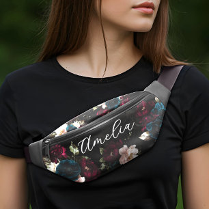 Monogramme Floral Rouge Turquoise Foncé Luxueux