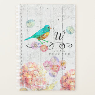 Monogramme floral Rustique Bluebird Rose Hydrangea