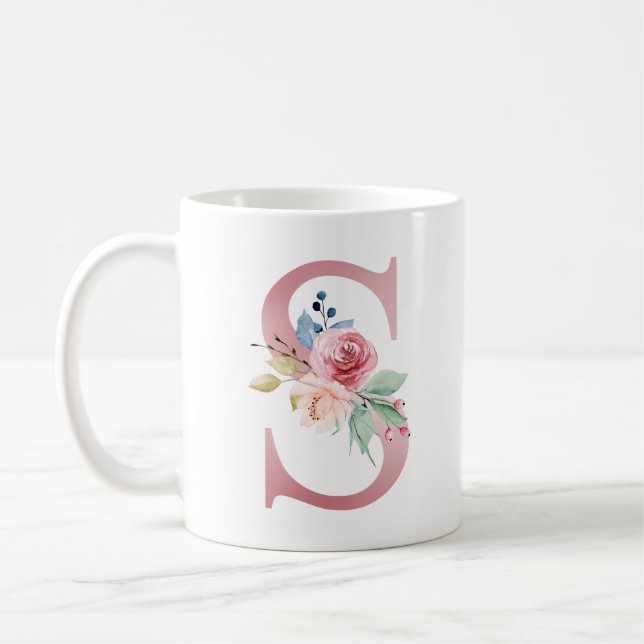 Monogramme floral S Mug (Gauche)