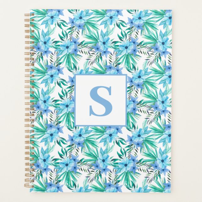 Monogramme floral tropical bleu (Devant)
