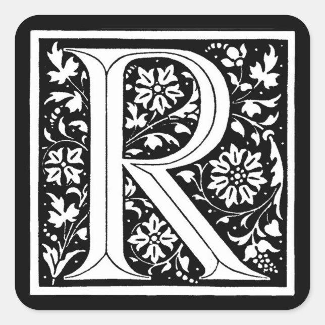 Monogramme floral vintage "R" - Sticker (Devant)