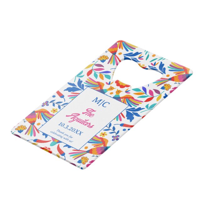 Monogramme Folk Art Floral Fiesta Mariage Faveur (Devant Angle)