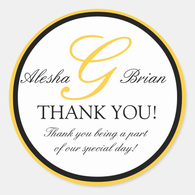 Monogramme G Mariage Favoriser Merci Stickers (Devant)