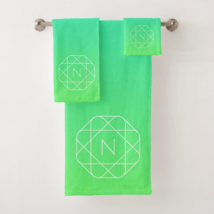 Monogramme géométrique cool   Ombre Vert bleu et c
