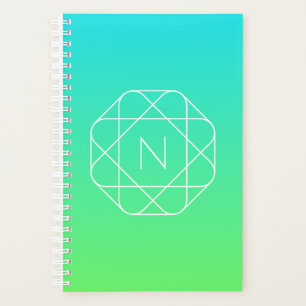 Monogramme géométrique cool Ombre Vert bleu et c