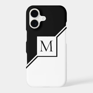 monogramme géométrique moderne noir et blanc