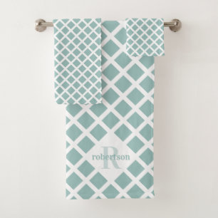 Monogramme géométrique moderne Turquoise et blanc 