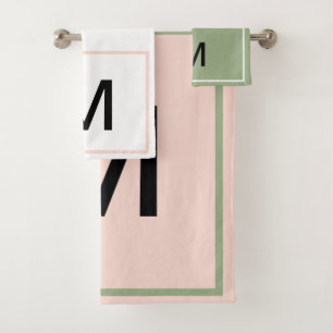 Monogramme géométrique Pink Green Bandes blanches