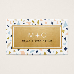 Monogramme Gold Terrazzo Cartes de visite