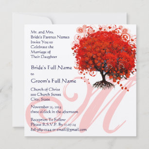 Monogramme gothique Faire-part de mariage d'arbre 