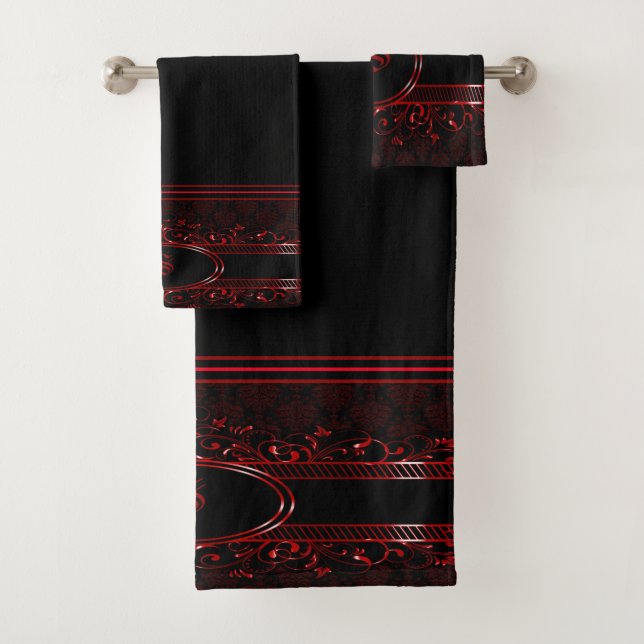 Monogramme gothique orné noir et rouge (En situation)
