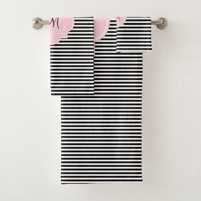 Monogramme Grandes noires et blanches avec rose pa (En situation)