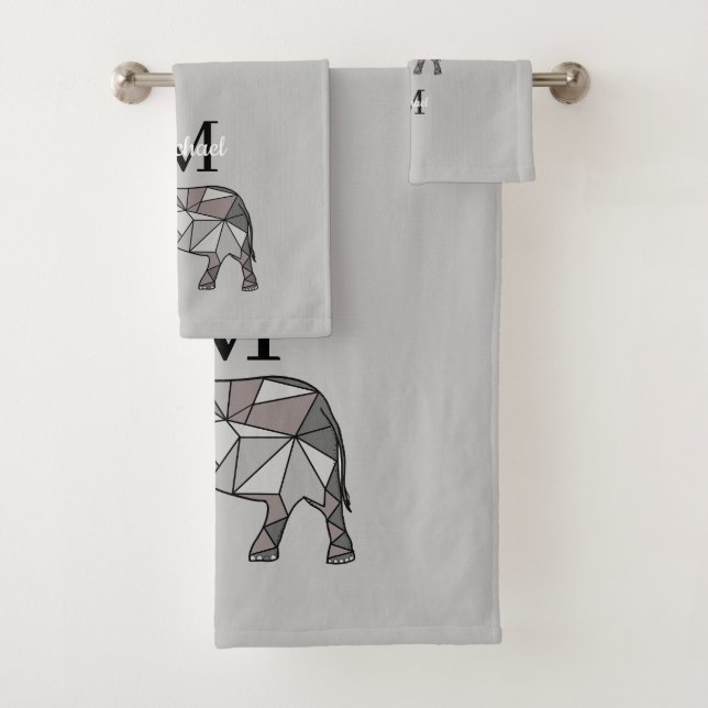 Monogramme Graphique mignon Eléphant Noir personna (En situation)
