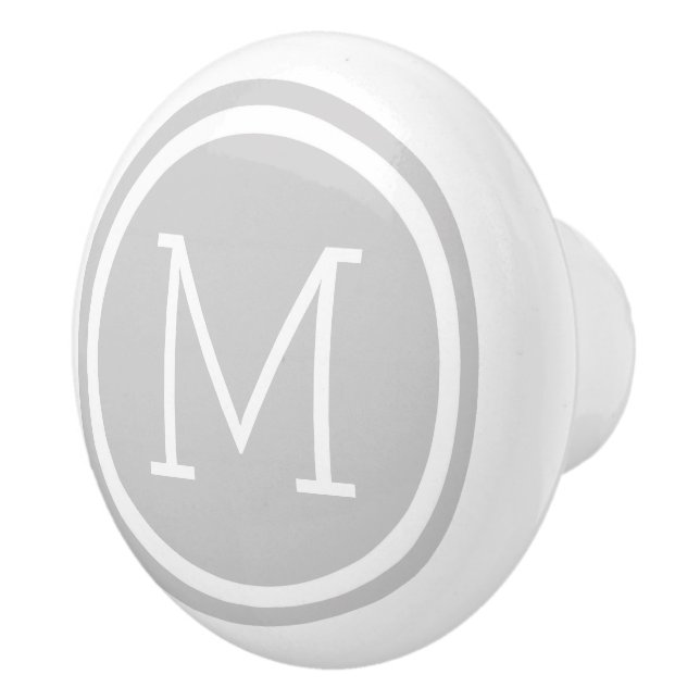 Monogramme gris Bouton de tiroir personnalisé (Droite)