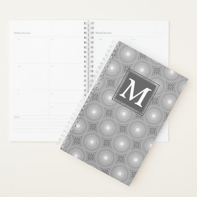 Monogramme gris cercles motif (Devant avec enveloppe)