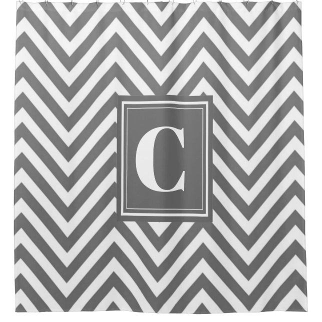 Monogramme Gris Chevron Douche rideau (Devant)