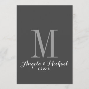 Monogramme gris élégant Faire-part de mariage init