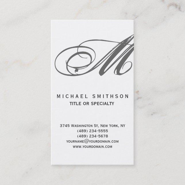 Monogramme gris noir blanc Consultant Carte de vis (Devant)