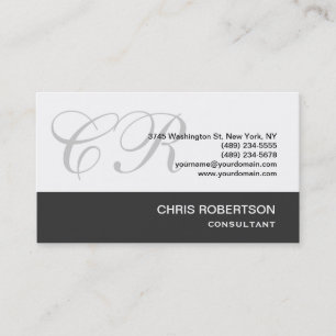 Monogramme gris noir blanc Consultant Carte de vis