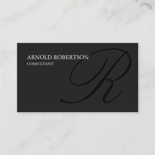 Monogramme Gris Noir Consultant Carte de visite (Devant)