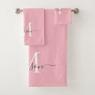 Monogramme gris rose rose féminin Nom du script Ch