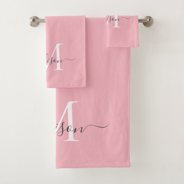 Monogramme gris rose rose féminin Nom du script Ch (En situation)