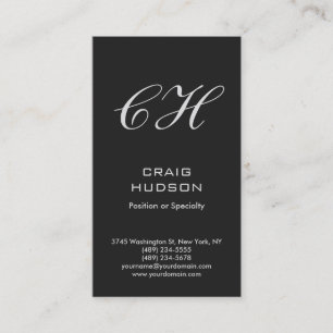 Monogramme gris vertical Carte de visite professio