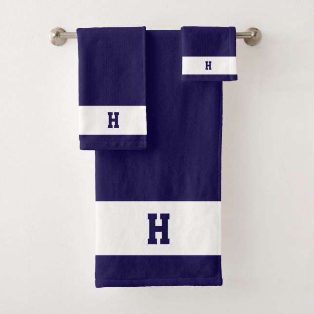 Monogramme H sur bleu marine et blanc (En situation)