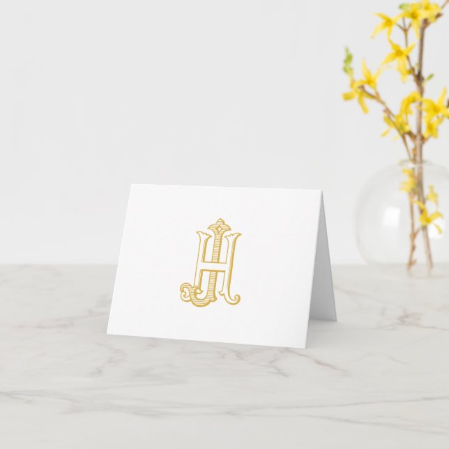 monogramme HJ ou carte de remerciements monogramme (Fleur jaune)