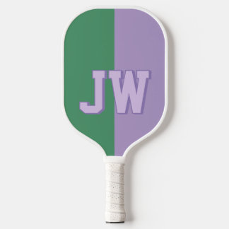 Monogramme Ihren Namen Lila und grün hinzufügen Pickleball Schläger