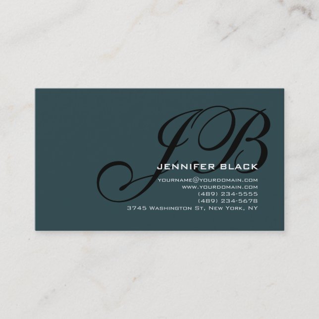 Monogramme Indigo Carte de visite couleur noire (Devant)