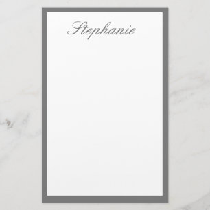 Monogramme Individuelle Name Grau Borderfarben Wei Briefpapier