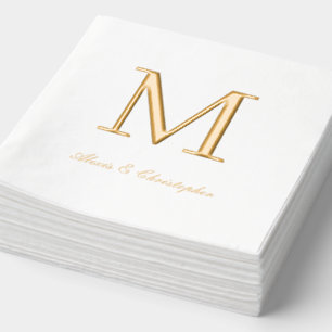 Monogramme initial avec des noms Mariage or Napkin