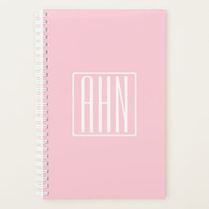 Monogramme initial   Blanc sur rose clair