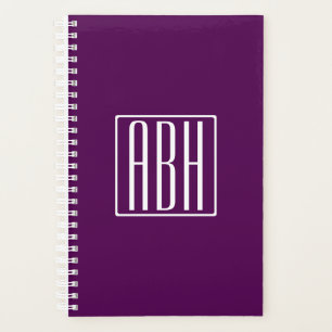 Monogramme initial Blanc Sur Violet Profond