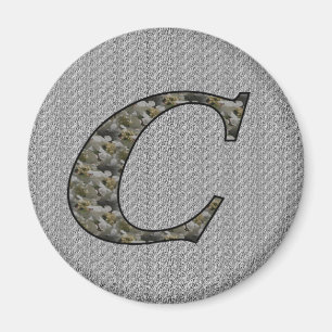 Monogramme initial C Hydrangea Magnet floral