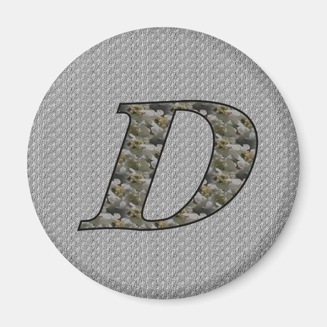 Monogramme Initial D Hydrangea Magnet floral (Devant)