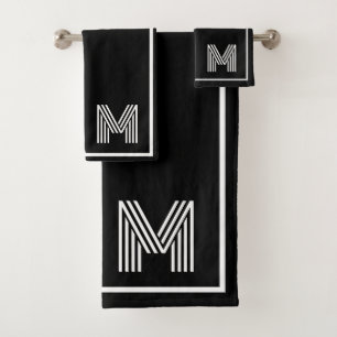 Monogramme initial élégant noir et blanc