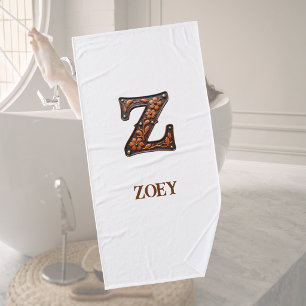 Monogramme Initial en Cuir Outilé Occidental Z