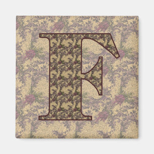 Monogramme initial F Élégant aimant floral