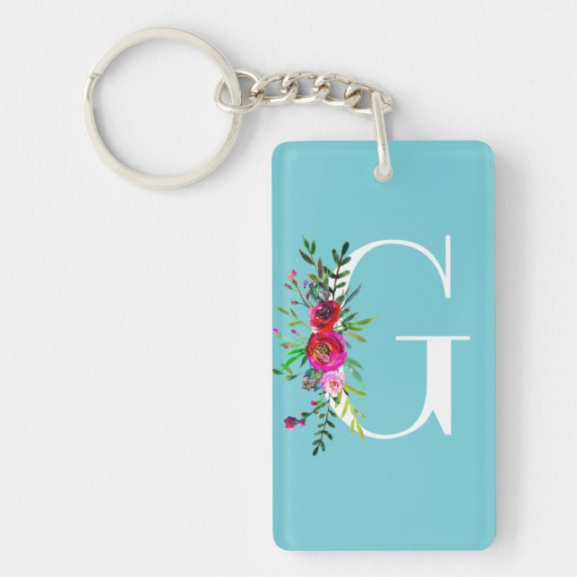 Monogramme initial floral de lettre G couleur pers (Devant)