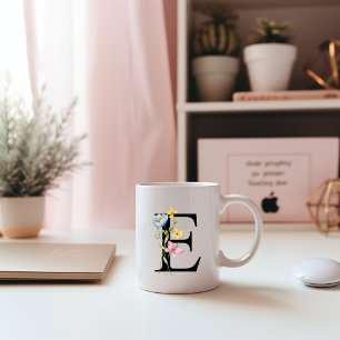 Monogramme initial floral E Mug