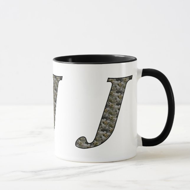Monogramme Initial J Hydrangea Floral Mug (Droite)