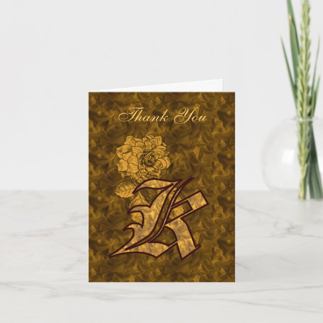 Monogramme initial K Gold Satin Peine Carte de rem (Devant)