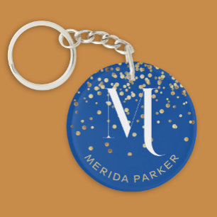 Monogramme Initial Nom Moderne Bleu Blanc