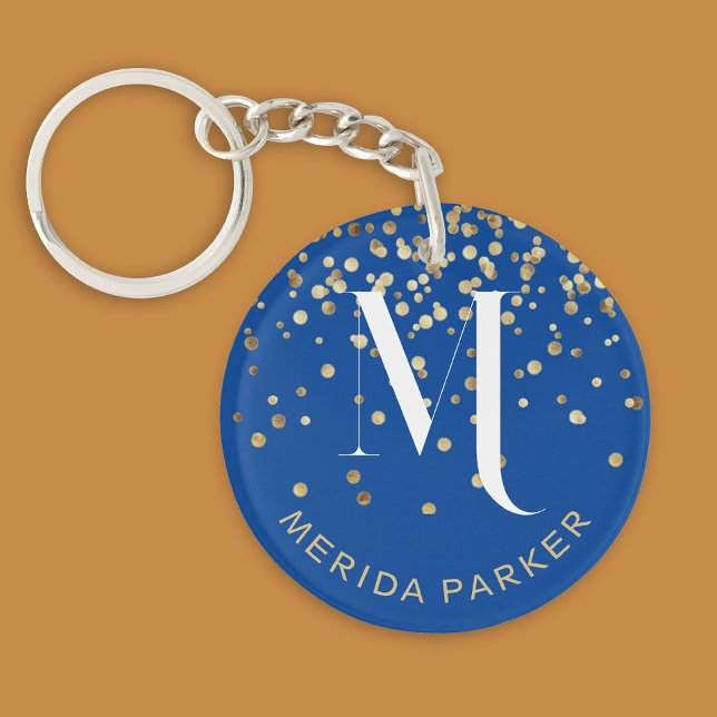 Monogramme Initial Nom Moderne Bleu Blanc (Créateur téléchargé)