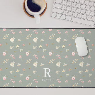 Monogramme Initial Personnalisé Fleur Douce Sauge